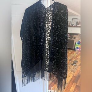 Black Velvet Fringe Kimono